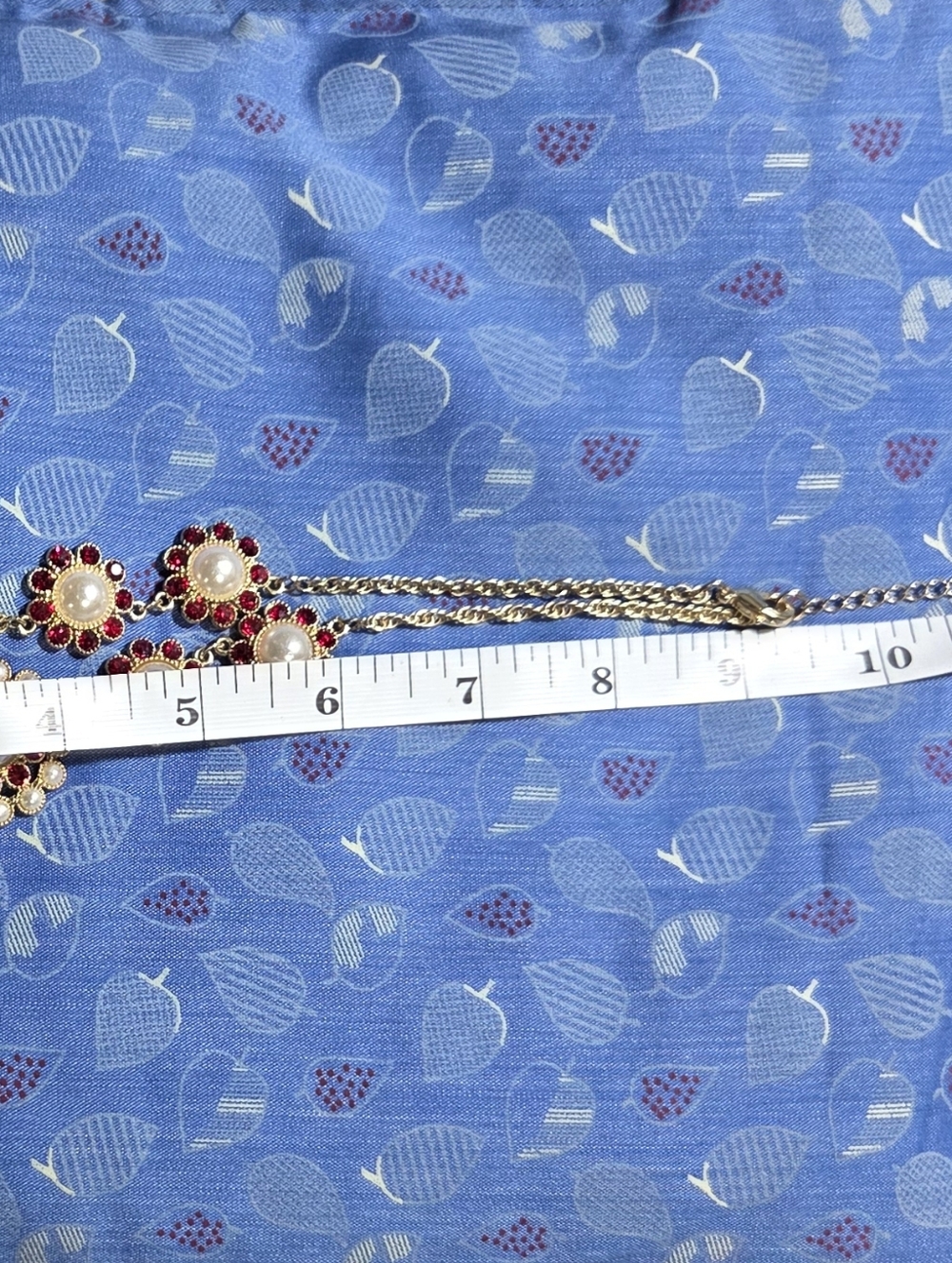 Vintage Monet red Stones and pearl floral necklace and matching bracelet - Picture 12 of 12